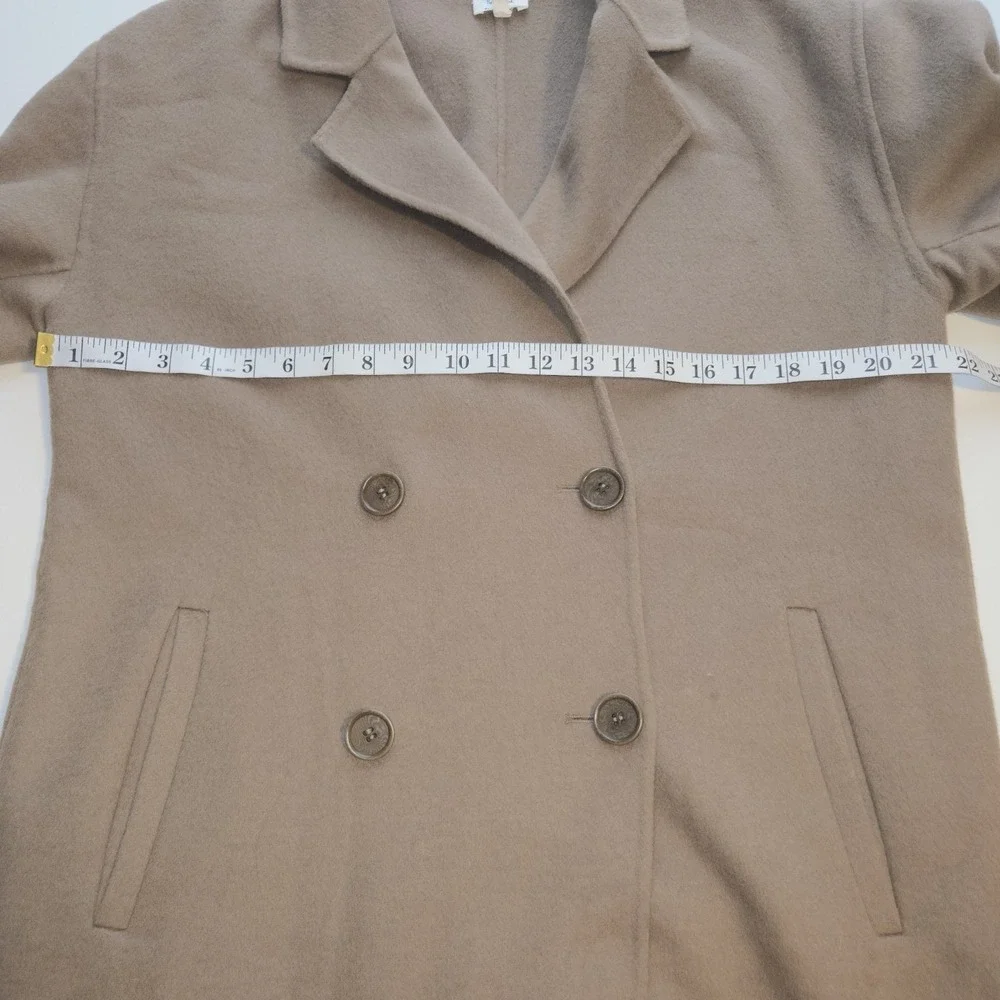 Splendid x Cella Jane Camel Wool Blend Coat Womens M Double Breasted Long Trench
